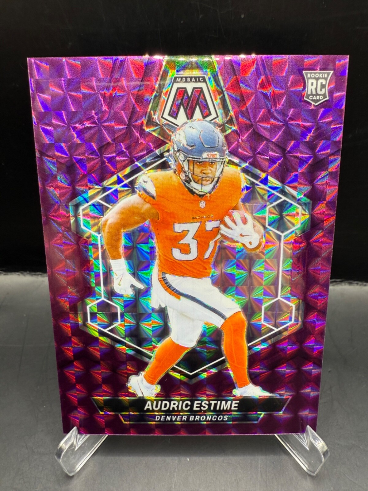 2024 Mosaic Audric Estime Purple Prizm Rookie /49 (RC) #392 Denver Broncos