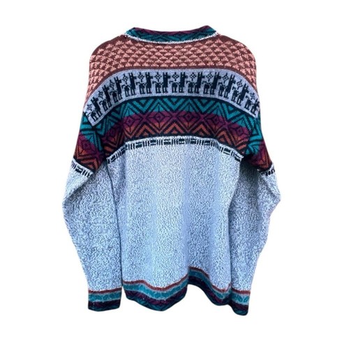 Men's Alpaca Chasqui Manos Andinas Multicolor Patterned Sweater Sweater Size M/L - Picture 6 of 10
