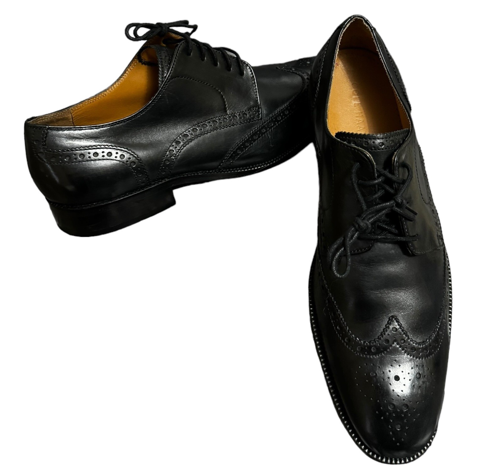 SAOLA COLE HAAN HORIGINALGRAND ABITO SCARPE A PUNTA ALARE DA UOMO IN PELLE NERA TAGLIA SUPERIORE 11M