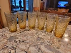 Vintage Anchor Hocking Lido Milano Gold Crinkle 12 Ounce Tumbler Set of 6