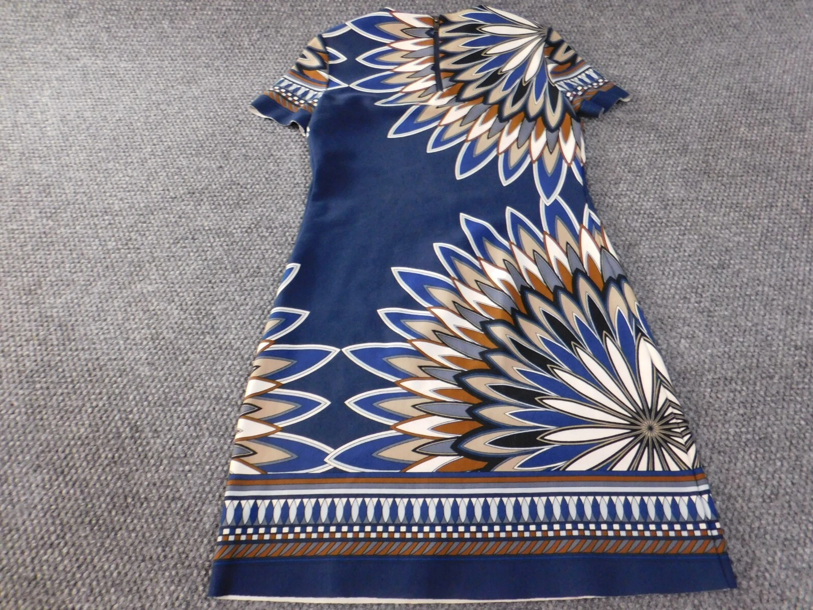 tory burch abito xs extra small blu floreale donna cerniera geometrica