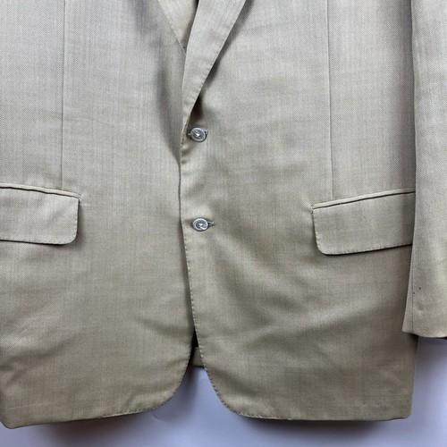 Oxxford Clothes Mens 46L Blazer Gossamer Grain Herringbone Beige Manhattan N2 - Picture 4 of 13