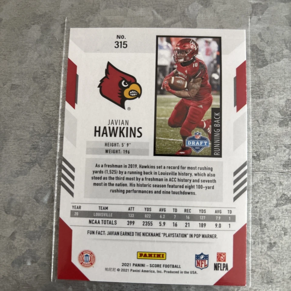 2021 Score - Rookies #315 Javian Hawkins (RC) - Image 2 of 2