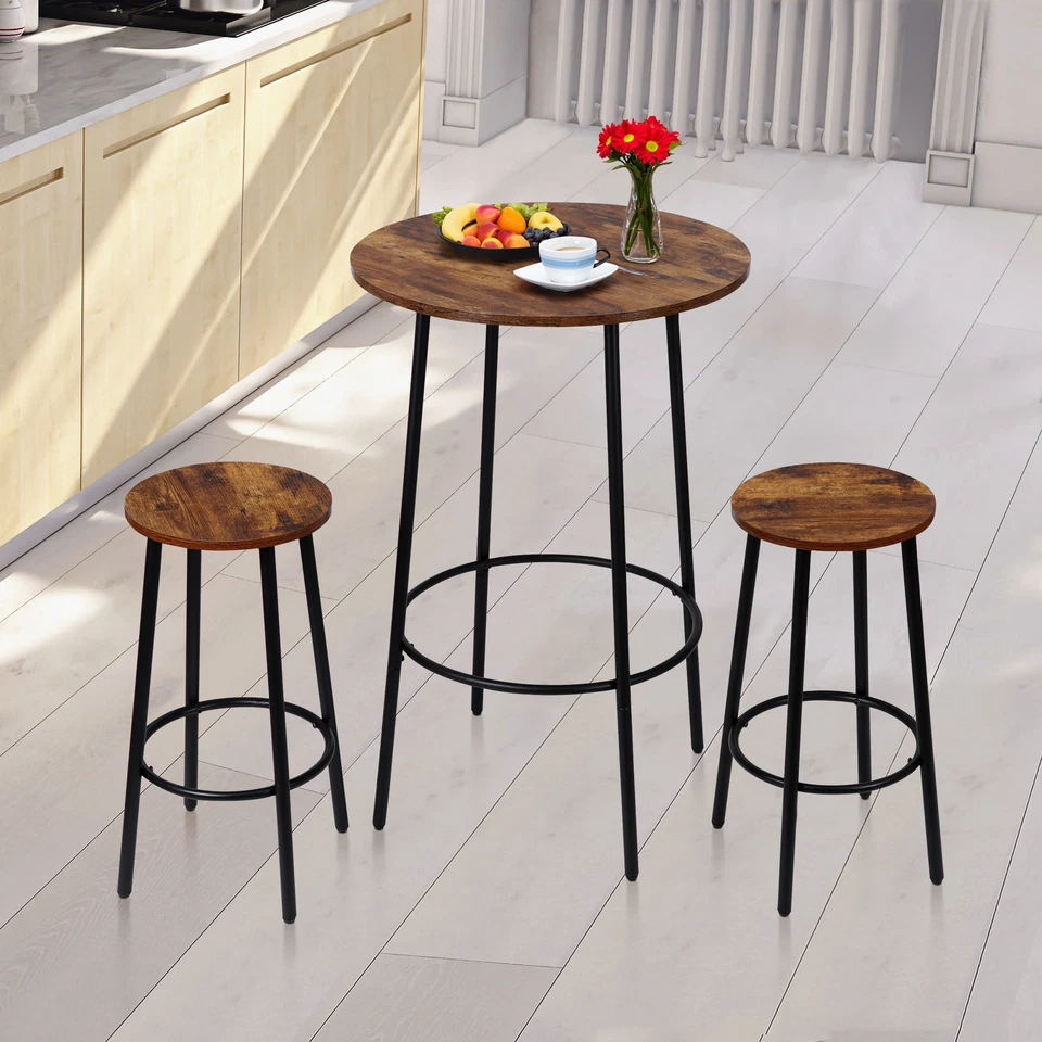 3 Piece Small Round Dining Table Set for Kitchen Breakfast Nook Counter Height - Image 4 of 4