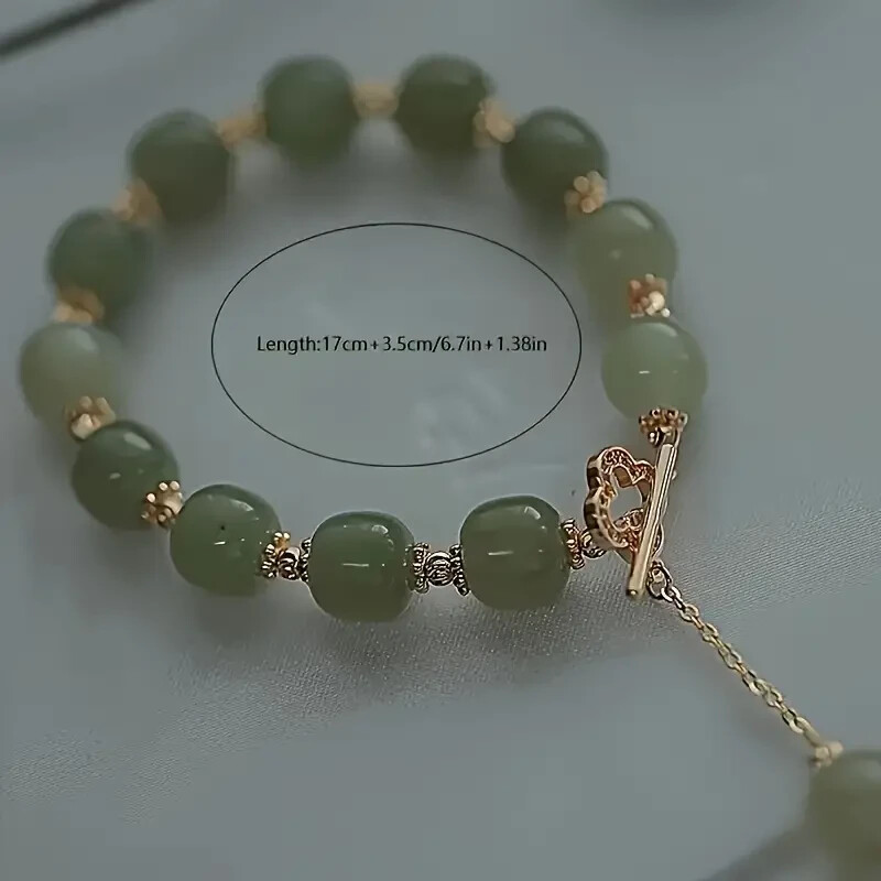 Fashionable Chic Glass Imitation Jade Beads Bracelet Jewelry Women