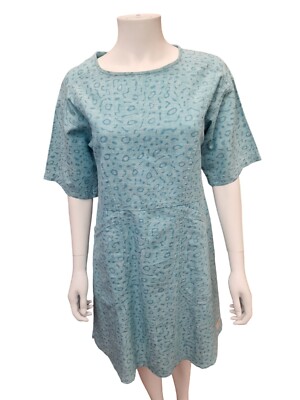 Kathmandu Türkis Geo Print Halbarm Lagenlook Freizeit Kleid Oversize XXS