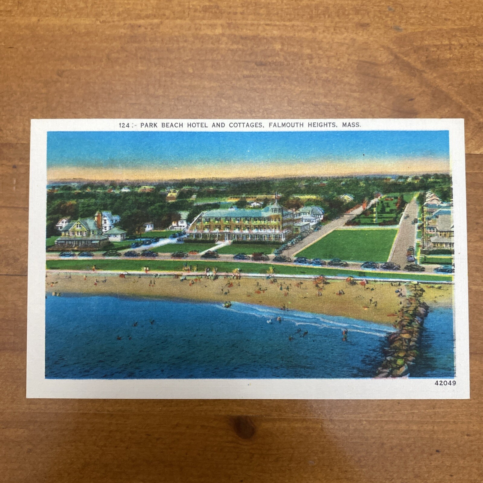 Park Beach Hotel & Cottages Falmouth Heights MA Vintage Unposted Linen Postcard