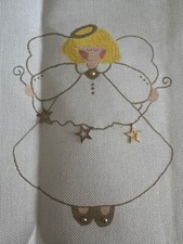 Hand Painted Needlepoint Canvas 18 CT LARGE XMAS ANGEL STAND UP IN WHITE DRESS