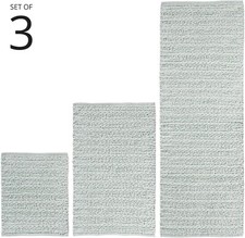 mDesign Cotton Bathroom Spa Mat / Rug / Runner, Set of 3 - Water Blue NEW SEALED