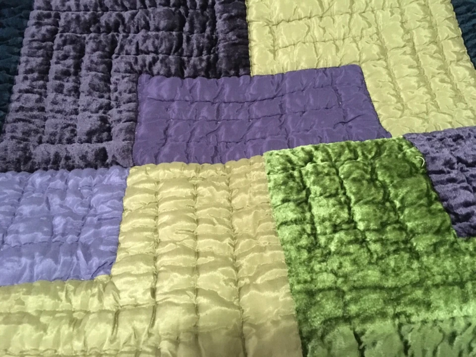 Throw blanket soft Velvet & Rayon 60 X 50 Boho gold purple navy green geometric - Image 2 of 4