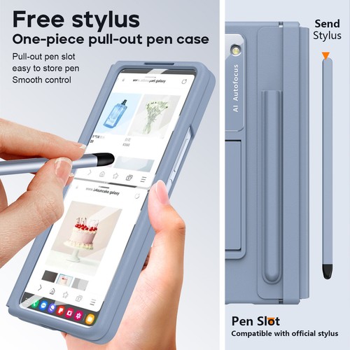 Pour Samsung Galaxy Z Fold 6 5 4 charnières étui support cuir + stylo S - Photo 6 sur 58
