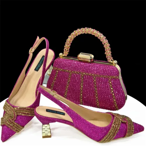 Shoes And Bags Sets Italian Shoes With Matching Fashion Rhinestones Party Women - Picture 2 of 27