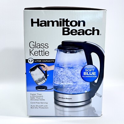 Hamilton Beach 40865 Electric Glass Kettle, 1.7L - Black