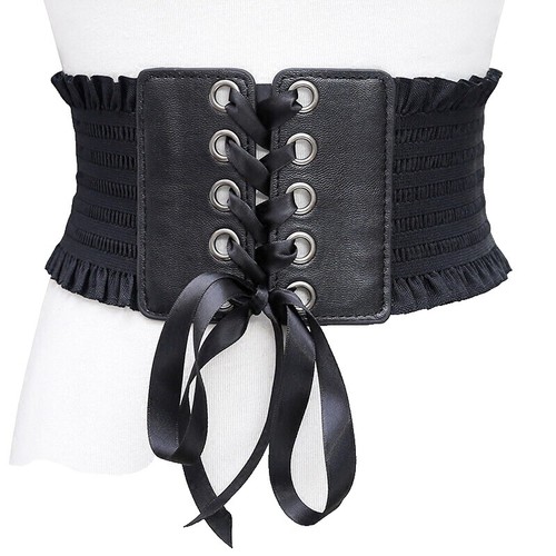 eVogues Plus size Faux Leather Corset Style Wide Elastic  display picture 3