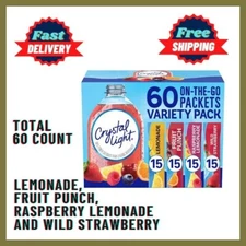 Crystal Light Lemonade, Fruit Punch, Raspberry Lemonade and Wild Strawberry 60ct