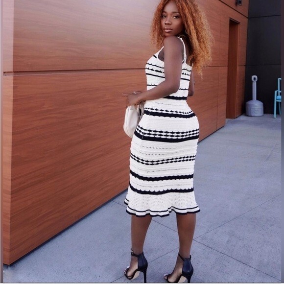 white christmas dresses AGNES BLACK CROCHET HALTER DRESS – DISSH main image 0