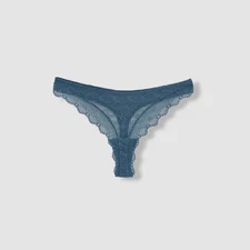$55 Else Women's Blue Camellia Scalloped Lace Thong Panty Size S