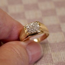 GTR MEN'S 10K YELLOW GOLD PAVE SET RING WITH 19 NATURAL MINED DIAMONDS size 9.85