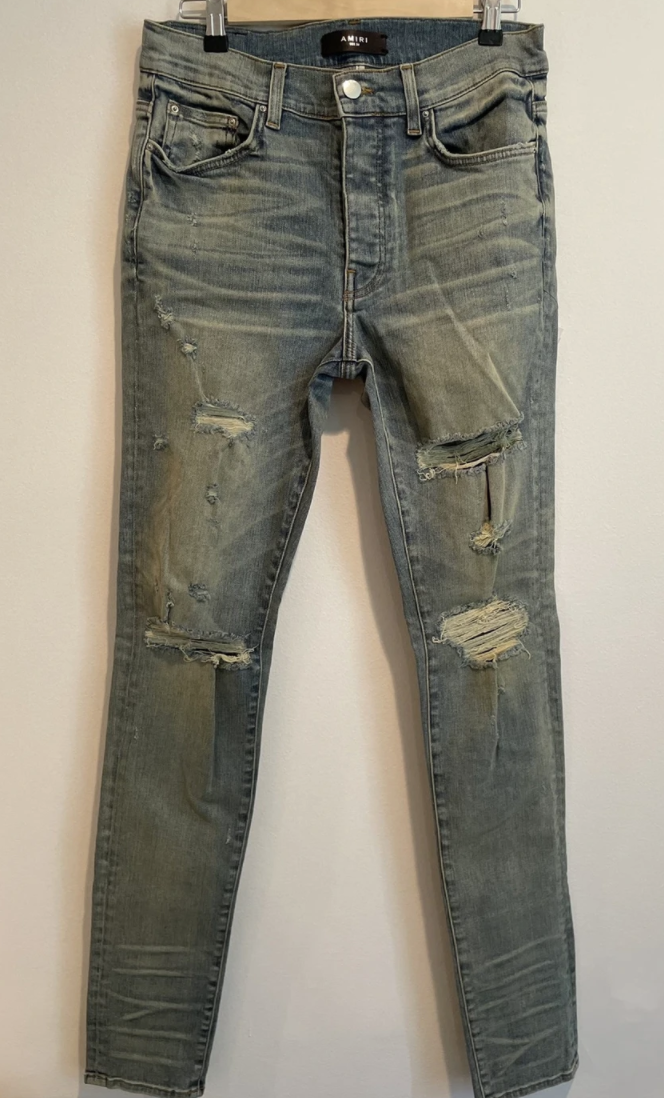 NWT Amiri Thrasher Classic Skinny Stretch Jeans Dust Indigo size
