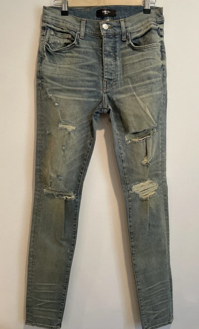 NWT Amiri Thrasher Classic Skinny Stretch Jeans Dust Indigo size