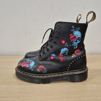 Dr Martens 1460 Bex Rose Floral Skull Fantasy Studded Grunge Boots Uk 5 #2