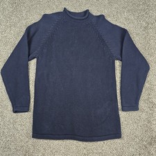 J Crew Sweater Men Small Black Roll Neck Fisherman Heavy Cotton Raglan Hike Camp