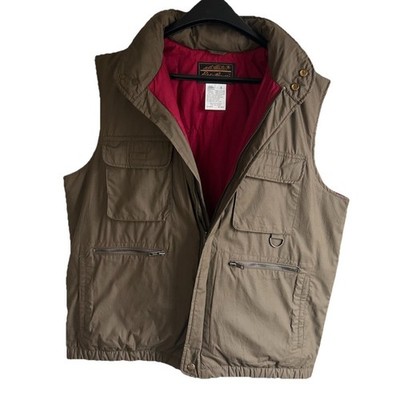 Eddie Bauer Down Vest Men's M Safari Utility Cargo Gorpcore Outdoor Brown
