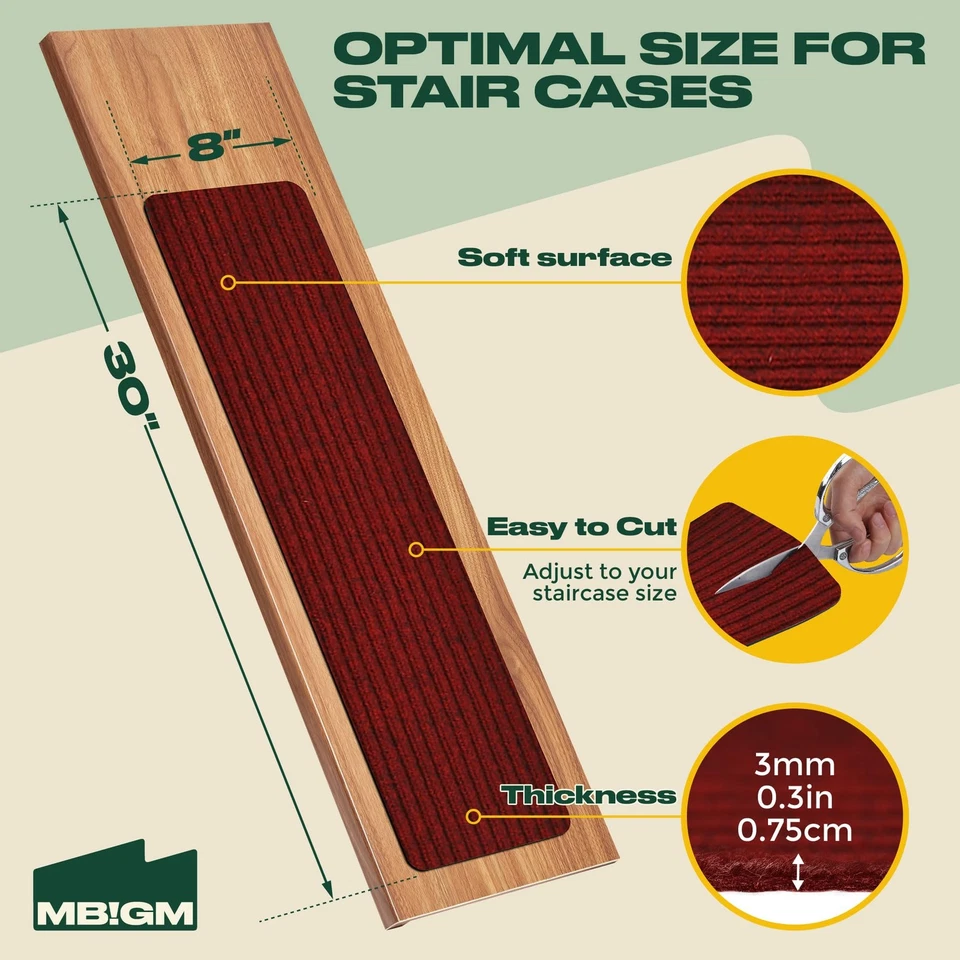 Alfombra antideslizante de 8" X 30" (paquete de 15) con peldaños para escaleras alfombra de seguridad antideslizante R... Foto 4 de 4