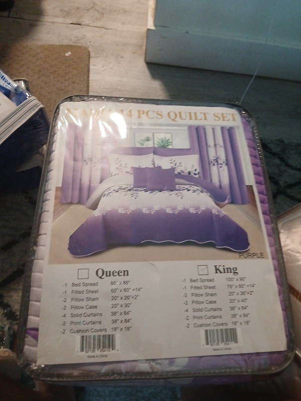 MADAI 14-Pc. QUILT SET Comforter Set Bedding  Purple Color  King Size 