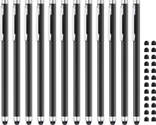 12-Pack High-Sensitivity Capacitive Stylus Pens   Matte Black with 24 Extra Tips