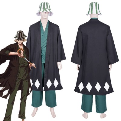 Bleach Urahara Kisuke Cosplay Costume Coat Pants Hat Outfits Halloween Suit