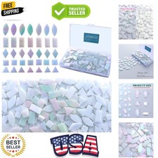 Iridescent Glass Mosaic Tiles for Crafts, 240 Pieces 5 Shapes Mixed Stained G...