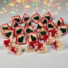 Lot of 25 Plastic Canvas Homemade 3D Ornament Christmas Tree  Santa Sequin 2.5"