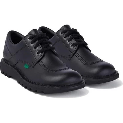 Kickers Kick Lo Womens Ladies Black Leather Lace Up School Work Shoes Size 4-8 - Image 1 of 4