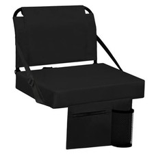 Stadium Seat for Bleachers with Back Support and Wide Padded Cushion Black