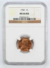 Certified 1942 Lincoln Cent NGC MS66 Red Wheat Penny 1c
