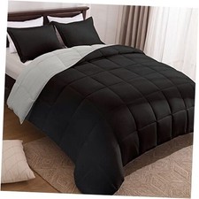 Comforter Set - Fluffy Comforter Set for All Seasons - Queen Black/Grey