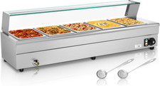 5 Pan Commercial Food Warmer, 5 12 QT 110V 1500W Electric Stainless Steel Bain