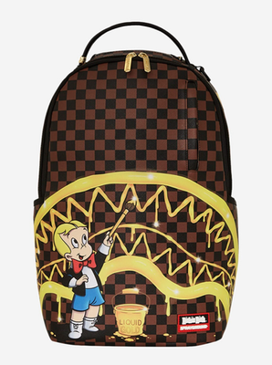 Sprayground Richie Rich Gold Shark Mouth Backpack🔥New Black