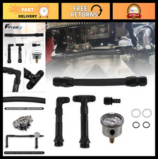 Dual-feed Fuel Line Kit W 0-150 Psi Gauge - Stainless Steel Braided Hose Fits