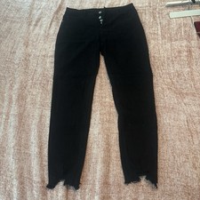 Women’s Jeans Black With Button Fly Raw Hem