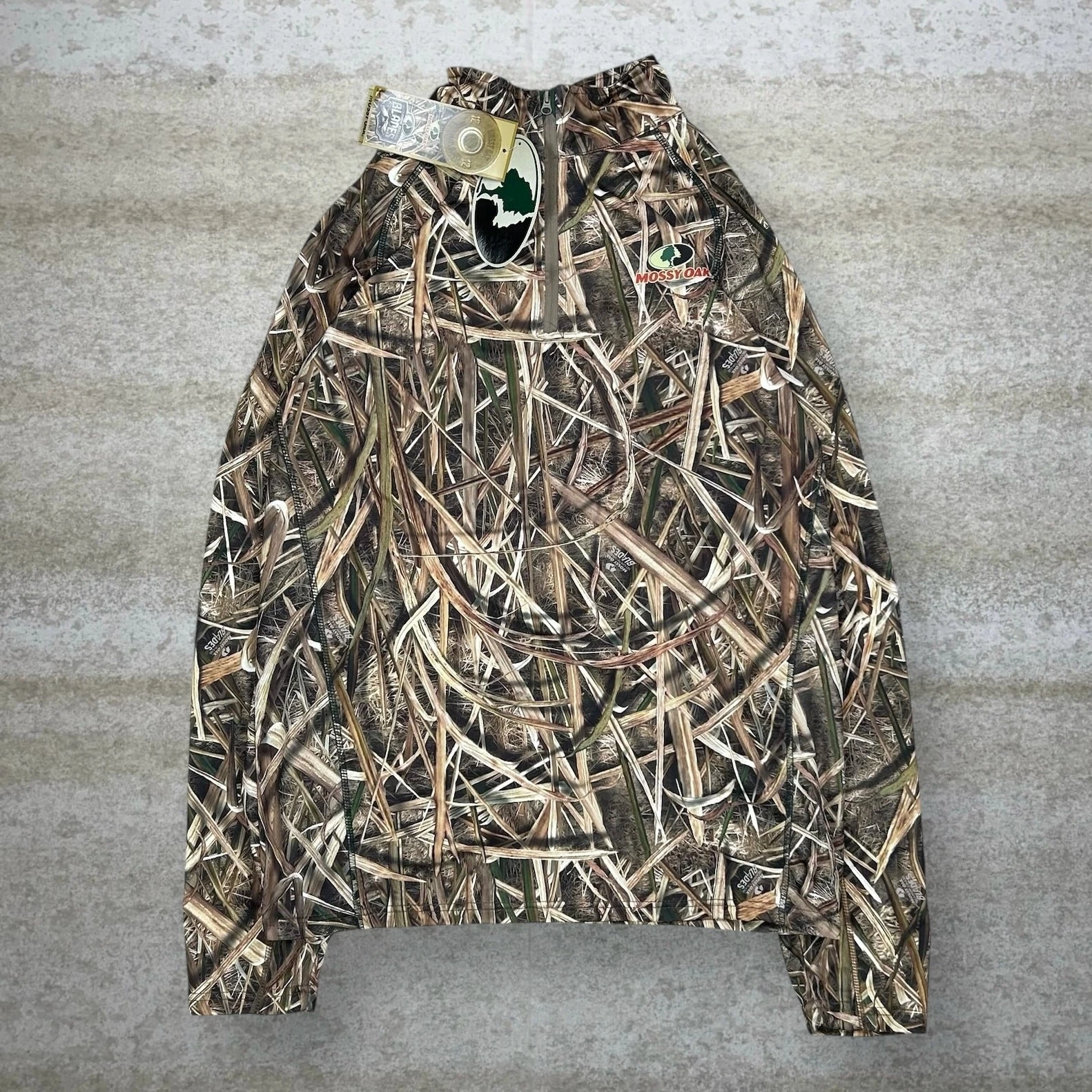 Vintage Y2K Mossy Oak Jacket Mens L Hunting Camo Quarter Zip Shadowgrass NWT