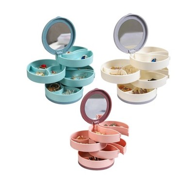 360 Degree Rotating Jewelry Box With Multiple Layers For Earrings Necklaces