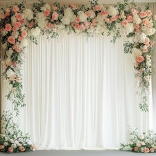 2 PCS 10x10ft Ivory Backdrop Curtains Polyester Photo Fabric Drapes Decor