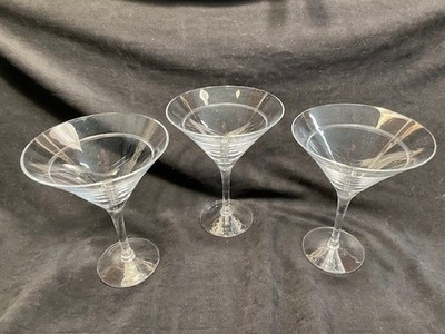 KRONOS Crystal Martini Glasses: Cut Band stemware - set of 3