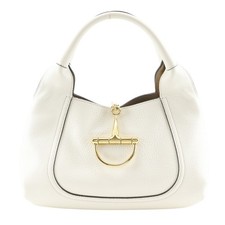 GUCCI Soft Bit Small Handbag White Calfskin W...