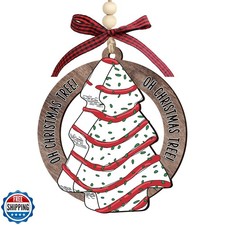 36AQUA Christmas Tree Cake Ornament 2025 - Funny Food Wooden Cake Ornament fo