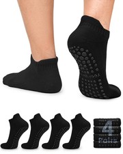 4 Pairs Non Slip Grip Socks for Men Ankle Cushioned Grippy Socks for Hospital...