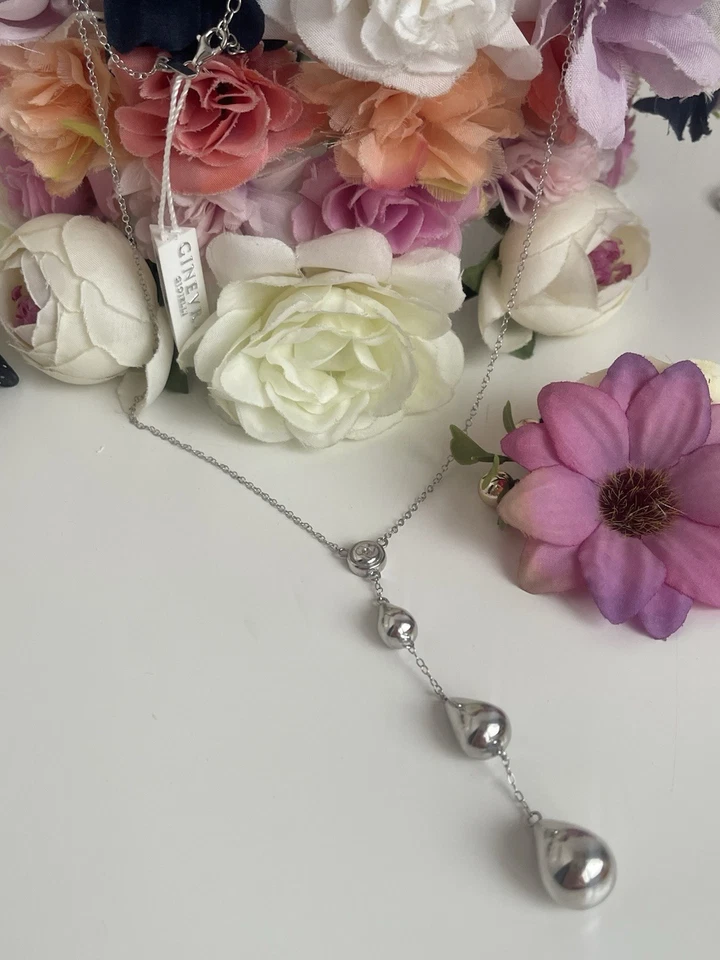 Collana Goccia In argento Con Pietra Swarovski - Immagine 2 di 4
