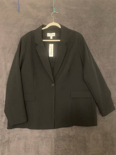The Drop Blazer Womens 3X Blake Long Black Single Button Notched Collar NWT